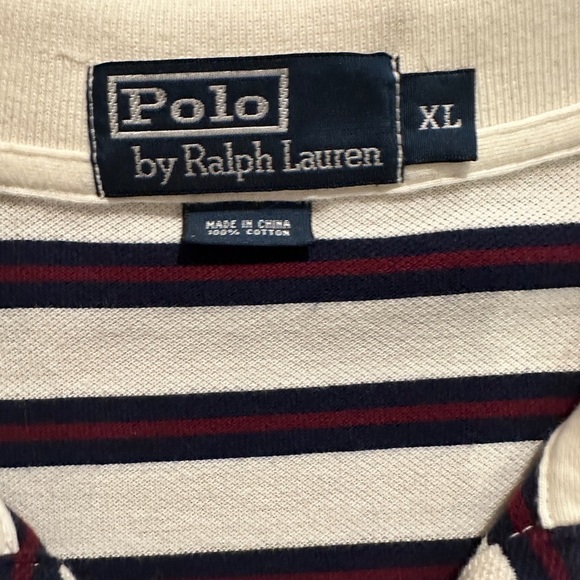 Men’s Polo by Ralph Lauren, size XL, white with Navy and red stripes - Picture 2 of 4